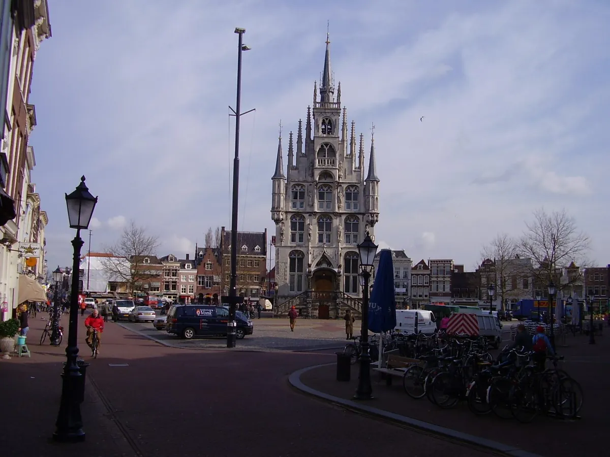 Het gotische stadhuis op de Markt in Gouda